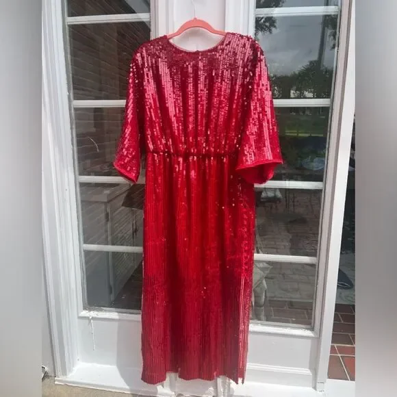 J Crew Sequin V Back Midi Dress NWT